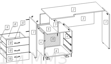 Схема сборки тумбы торонто 75